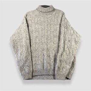 Vintage Wind River Grey Wool Blend Fisherman Core Mock Neck Sweater Size XL